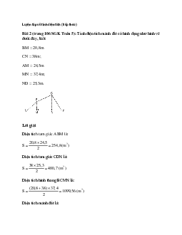 Tính diện tích mảnh đất có hình dạng như hình vẽ dưới đây, biết: BM = 20,8m