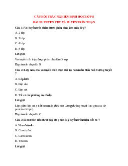 38 câu Trắc nghiệm Sinh học 8 Bài 57 có đáp án 2023: Tuyến tụy và tuyến trên thận