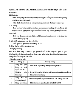 Giáo án Sinh học 12 Bài 13: Ảnh hưởng của môi trường lên sự biểu hiện của gen mới nhất