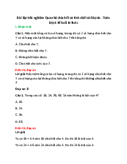 20 câu Trắc nghiệm Quan hệ chia hết và tính chất (Kết nối tri thức) có đáp án 2024 – Toán 6