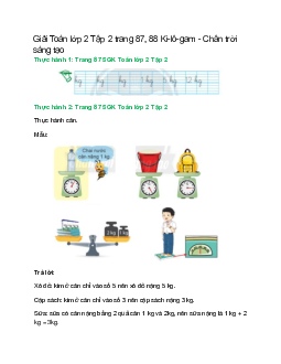 Giải SGK Toán lớp 2 Tập 2 trang 87, 88: Ki-lô-gam | Chân trời sáng tạo