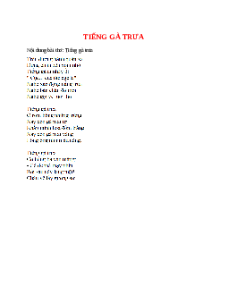 Tiếng gà trưa – nội dung, dàn ý phân tích, bố cục, tóm tắt