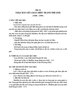 Giáo án Lịch sử 11 Bài 14 Nhật Bản giữa hai cuộc chiến tranh thế giới mới nhất
