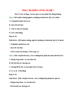 Trắc nghiệm Công nghệ 7 Bài 9 có đáp án: Cách sử dụng vào bảo quản các loại phân bón thông thường