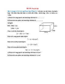 Viết tiếp vào chỗ chấm cho thích hợp: Một hình hộp chữ nhật có chiều dài 20dm