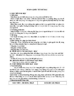 Giáo án Lịch sử 10 Bài 39 Quốc tế thứ hai mới nhất