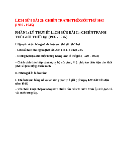 Lý thuyết Lịch Sử 8 Bài 21 (mới 2023 + 17 câu trắc nghiệm): Chiến tranh thế giới thứ hai (1939 - 1945)