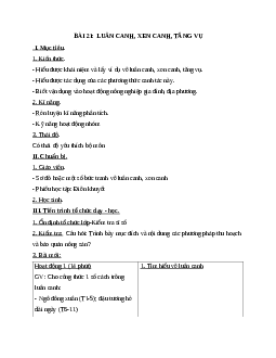 Giáo án Công Nghệ 7 Bài 21: Luân canh, xen canh, tăng vụ mới nhất