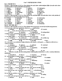 140 câu trắc nghiệm Tiếng Anh 11 Unit 7: Further Education chọn lọc
