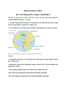 Xác định đường kinh tuyến gốc và vĩ tuyến gốc. Cho biết thế nào là kinh tuyến tây