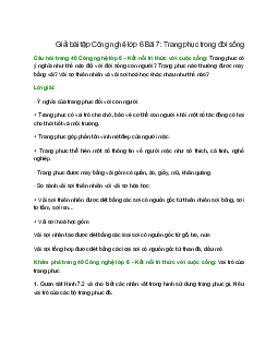 Giải SGK Công nghệ 6 Bài 7 (Kết nối tri thức): Trang phục trong đời sống