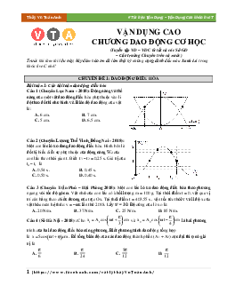 Đề Vận Dụng Cao Chương Dao Động Cơ Học Môn Vật Lý Lớp 12