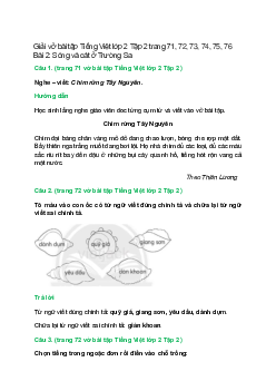 Vở bài tập Tiếng Việt lớp 2 Tập 2 trang 71, 72, 73, 74, 75, 76 Bài 2: Sóng và cát ở Trường Sa – Chân trời sáng tạo