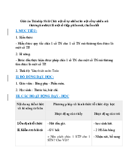 Giáo án Chia một số tự nhiên cho một số tự nhiên mà thương tìm được là một số thập phân (2024) mới nhất - Toán lớp 5