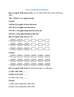 Toán lớp 3 trang 95 Các số có bốn chữ số (tiếp theo)