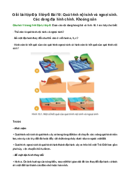 Giải SGK Địa lí 6 Bài 10 (Chân trời sáng tạo): Quá trình nội sinh và ngoại sinh. Các dạng địa hình chính. Khoáng sản