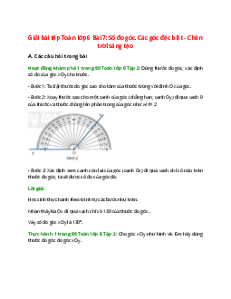 Giải SGK Toán 6 Bài 7 (Chân trời sáng tạo): Số đo góc. Các góc đặc biệt