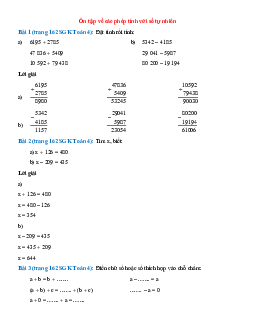 Toán lớp 4 trang 162, 163 Ôn tập về các phép tính với số tự nhiên