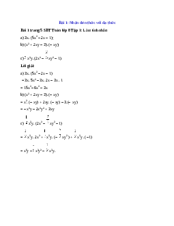 Giải bài Làm tính nhân: 3x. (5x^2 – 2x – 1) chi tiết