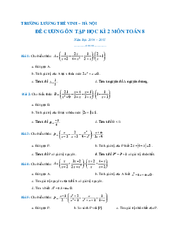 Đề cương học kì 2 môn toán lớp 9