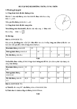 50 Bài tập Độ dài đường tròn, cung tròn (có đáp án)- Toán 9
