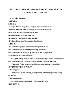 Giáo án Công Nghệ 7 Bài 51: Thực hành xác định nhiệt độ, độ trong và độ ph của nước nuôi thủy sản mới nhất - CV5512