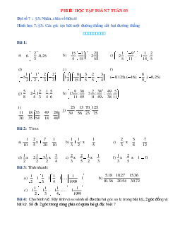 Phiếu bài tập tuần 3 - Toán 7