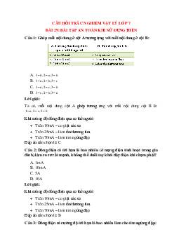 Trắc nghiệm An toàn khi sử dụng điện có đáp án – Vật lí lớp 7