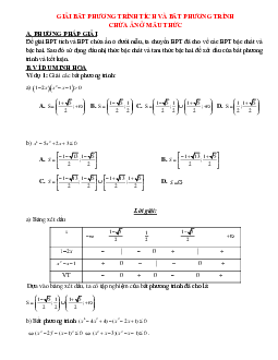 Bài tập giải bất phương trình tích và bất phương trình chứa ẩn ở mẫu  Toán 10