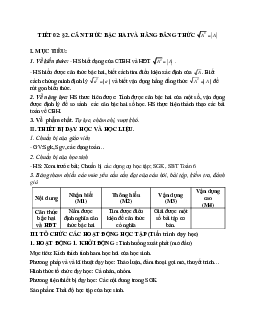 Giáo án Toán 9 bài 2: Căn thức bậc hai và hằng đẳng thức mới nhất
