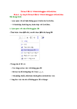 Lý thuyết Tin học 8 Bài 12 (mới 2023 + 10 câu trắc nghiệm): Vẽ hình không gian với GeoGebra