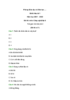 BỘ 30 Đề thi Học kì 1 Công nghệ 8 năm 2022 - 2023 có đáp án