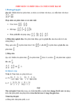 Phép nhân và phép chia các phân thức đại số