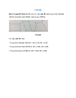 Hãy nêu các cặp cạnh đối diện trong: hình chữ nhật ABCD