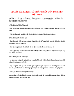 Lý thuyết Địa Lí 8 Bài 25 (mới 2023 + 13 câu trắc nghiệm): Lịch sử phát triển của tự nhiên Việt Nam
