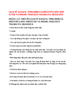 Lịch Sử 10 Bài 26 (Lý thuyết và trắc nghiệm): Tình hình xã hội ở nửa đầu thế kỉ XIX và phong trào đấu tranh của nhân dân
