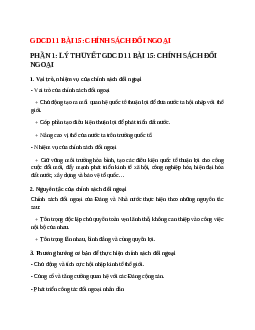 Lý thuyết GDCD 11 Bài 15 (mới 2023 + 12 câu trắc nghiệm): Chính sách đối ngoại