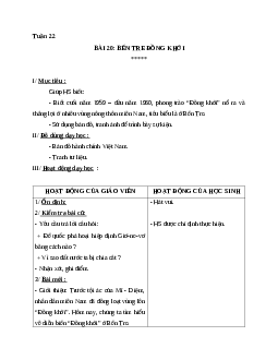 Giáo án lịch sử 5 bài 20: Bến Tre đồng khởi mới nhất