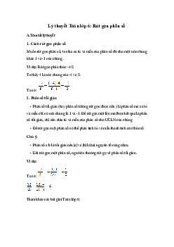 Lý thuyết Toán lớp 6: Rút gọn phân số