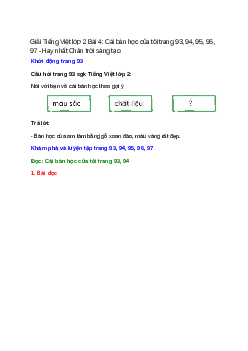 Tiếng Việt lớp 2 Tập 1 trang 93, 94, 95, 96, 97 Bài 4: Cái bàn học của tôi – Chân trời sáng tạo
