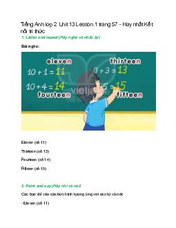 Tiếng Anh lớp 2 Unit 13 Lesson 1 trang 57 – Kết nối tri thức