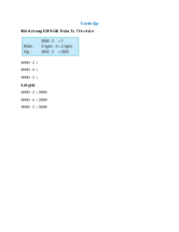 Tính nhẩm: 6000 : 2