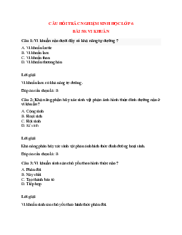 Trắc nghiệm Sinh học 6 Bài 50 có đáp án: Vi khuẩn