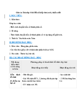 Giáo án Hỗn số (tiếp theo) (2024) mới nhất - Toán lớp 5