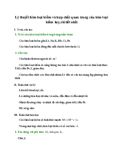 Lý thuyết Kim loại kiềm và hợp chất quan trọng của kim loại kiềm (mới 2023 + 15 câu trắc nghiệm) hay, chi tiết