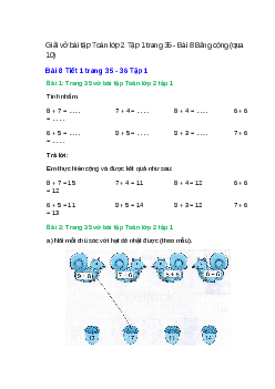 Vở bài tập Toán lớp 2 Tập 1 trang 35, 36, 37 Bài 8: Bảng cộng (qua 10) | Kết nối tri thức