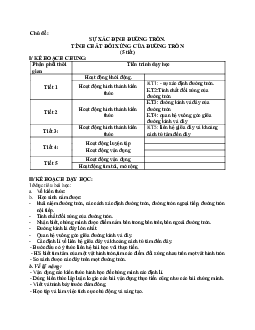 Giáo án Hình học 9 chương 2 bài 1: Sự xác định đường tròn. Tính chất đối xứng của đường tròn mới nhất