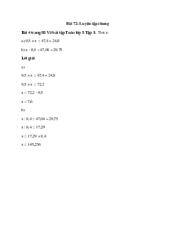 Tìm x: 9,5 × x = 47,4 + 24,8