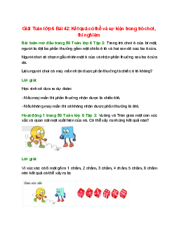 Giải SGK Toán lớp 6 Bài 42 (Kết nối tri thức): Kết quả có thể và sự kiện trong trò chơi, thí nghiệm