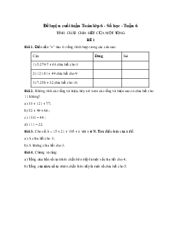 Bài tập cuối tuần Số học Toán lớp 6 tuần 6 có đáp án